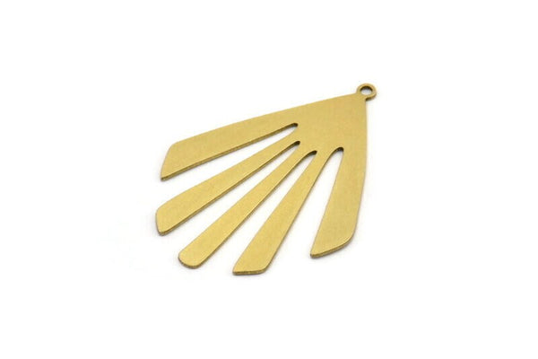 Brass Sun Charm, 6 Raw Brass Rising Sun Flag Shaped Charms With 1 Loop, Earring Findings (38x28x0.60mm) A3356