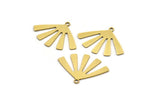 Brass Sun Charm, 12 Raw Brass Rising Sun Flag Shaped Charms With 1 Loop, Earring Findings (18x25x0.60mm) A3309