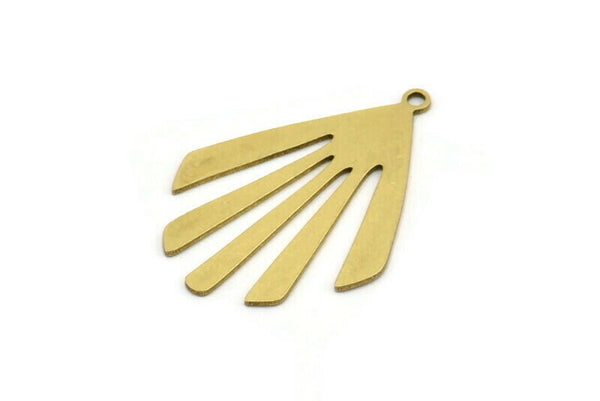 Brass Sun Charm, 10 Raw Brass Rising Sun Flag Shaped Charms With 1 Loop, Earring Findings (30x22x0.60mm) A3353
