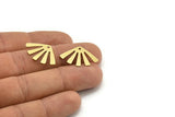Brass Sun Charm, 12 Raw Brass Rising Sun Flag Shaped Charms With 1 Hole, Earring Findings (16x25x0.60mm) A3355
