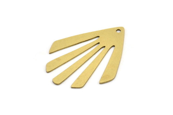 Brass Sun Charm, 6 Raw Brass Rising Sun Flag Shaped Charms With 1 Hole, Earring Findings (36x28x0.60mm) A3351