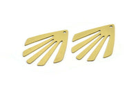 Brass Sun Charm, 6 Raw Brass Rising Sun Flag Shaped Charms With 1 Hole, Earring Findings (36x28x0.60mm) A3351