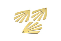 Brass Sun Charm, 6 Raw Brass Rising Sun Flag Shaped Charms With 1 Hole, Earring Findings (36x28x0.60mm) A3351