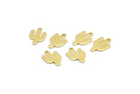 Brass Cactus Charm, 24 Raw Brass Cactus Charms With 1 Hole (14x9x0.90mm) M03371