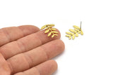 Brass Leaf Earring, 8 Raw Brass Leaf Stud Earrings, Findings (18x16x1mm) A3829