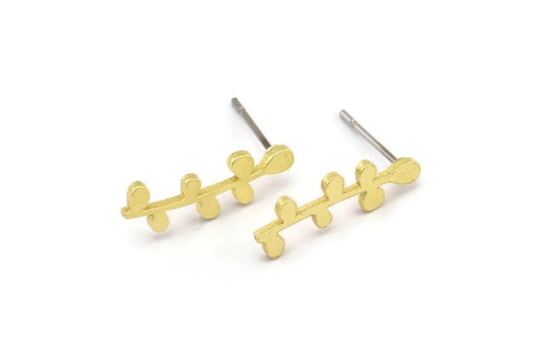 Pirinç Yaprak Küpe, 12 Ham Pirinç Yaprak Küpe, Bulgular (18x6x1mm) A3530