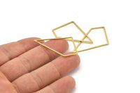 Brass Triangle Charm, 10 Raw Brass Triangle Connectors, Rings, Charms (41x23x0.80mm) A3846