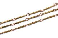 Solder Chain, Brass Chain, 2 Meters - 6.6 Feet Raw Brass Soldered Chain , Bar Chain (12.4mm) W55 Bs 1359