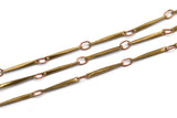 Solder Chain, Brass Chain, 2 Meters - 6.6 Feet Raw Brass Soldered Chain , Bar Chain (12.4mm) W55 Bs 1359