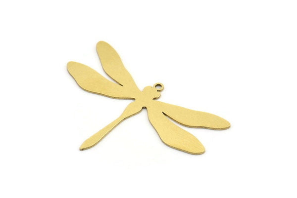 Brass Dragonfly Charm, 6 Raw Brass Dragonfly Shaped Charms With 1 Loop, Pendants, Findings (28x42x0.60mm) A3303