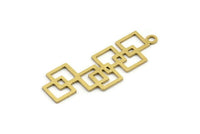 Brass Square Charm, 12 Raw Brass Square Shaped Charms With 1 Loop, Findings (37x15x0.60mm) A3200