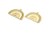 Semi Circle Charm, 8 Raw Brass Semi Circle Irregular Shaped Charms With 1 Loop, Pendant Charms (20x28x0.60mm) A3330