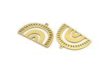 Semi Circle Charm, 8 Raw Brass Semi Circle Irregular Shaped Charms With 1 Loop, Pendant Charms (20x28x0.60mm) A3330