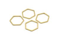 Brass Hexagon Charm, 24 Raw Brass Hexagon Rings, Connectors (21x18x1mm) A3342