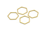 Brass Hexagon Charm, 24 Raw Brass Hexagon Rings, Connectors (21x18x1mm) A3342