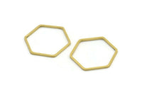 Brass Hexagon Charm, 24 Raw Brass Hexagon Rings, Connectors (26x23x1mm) A3344