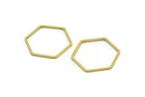 Brass Hexagon Charm, 24 Raw Brass Hexagon Rings, Connectors (26x23x1mm) A3344