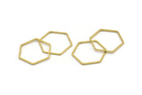 Brass Hexagon Charm, 24 Raw Brass Hexagon Rings, Connectors (26x23x1mm) A3344