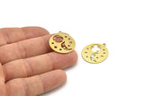 Brass Star Charm, 8 Raw Brass Moon And Planet Charms With 1 Loop, Findings (24x22x0.60mm) A3339
