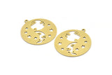 Brass Star Charm, 6 Raw Brass Moon And Planet Charms With 1 Loop, Findings (28x26x0.60mm) A3340