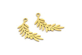 Brass Leaf Charm, 24 Raw Brass Leaf Charms With 1 Loop, Charm Pendants (19x7x0.60mm) A3312