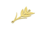 Brass Leaf Charm, 12 Raw Brass Ear Of Wheat Charms With 2 Loops, Charm Pendants (26x13x0.60mm) A3322