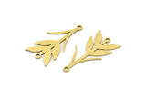 Brass Leaf Charm, 12 Raw Brass Ear Of Wheat Charms With 2 Loops, Charm Pendants (26x13x0.60mm) A3322