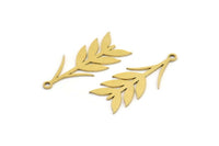 Brass Leaf Charm, 24 Raw Brass Ear Of Wheat Charms With 1 Loop, Charm Pendants (27x11x0.60mm) A3316