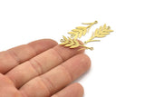 Brass Leaf Charm, 24 Raw Brass Ear Of Wheat Charms With 2 Loops, Charm Pendants (27x11x0.60mm) A3315