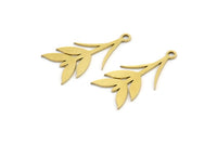 Brass Leaf Charm, 24 Raw Brass Ear Of Wheat Charms With 1 Loop, Charm Pendants (23x11x0.60mm) A3317