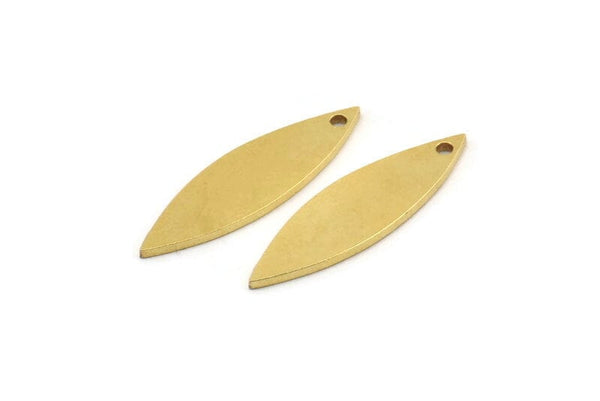Brass Marquise Charm, 12 Raw Brass Marquise Charms With 1 Hole (27x8x1mm) A3864