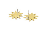Brass Star Earring, 8 Raw Brass Star Shaped Stud Earrings (18x17x0.60mm) A3365