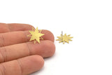 Brass Star Earring, 8 Raw Brass Star Shaped Stud Earrings (18x17x0.60mm) A3365
