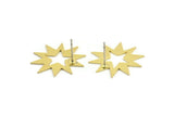 Brass Star Earring, 8 Raw Brass Star Shaped Stud Earrings (22x21x0.60mm) A3370