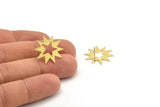 Brass Star Earring, 8 Raw Brass Star Shaped Stud Earrings (22x21x0.60mm) A3370