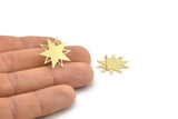 Brass Star Earring, 8 Raw Brass Star Shaped Stud Earrings (22x21x0.60mm) A3369