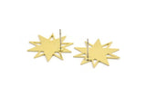 Brass Star Earring, 8 Raw Brass Star Shaped Stud Earrings (22x21x0.60mm) A3369