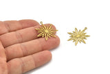 Brass Flower Charm, 10 Raw Brass Flower Charms With 1 Loop, Charm Pendants (28x26x0.60mm) A3279