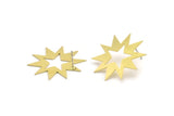 Brass Star Earring, 6 Raw Brass Star Shaped Stud Earrings (30x29x0.60mm) A3373