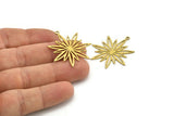 Brass Flower Charm, 8 Raw Brass Flower Charms With 1 Loop, Charm Pendants (32x30x0.60mm) A3273