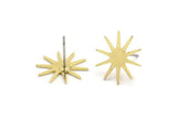 Brass Star Earring, 12 Raw Brass Star Shaped Stud Earrings (15x14x0.60mm) A3372