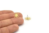 Brass Star Earring, 12 Raw Brass Star Shaped Stud Earrings (15x14x0.60mm) A3372
