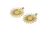 Brass Sun Charm, 24 Raw Brass Moon And Sun Charms With 1 Loop, Charm Pendants (17x16x0.60mm) A3196