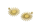 Brass Sun Charm, 24 Raw Brass Moon And Sun Charms With 1 Loop, Charm Pendants (17x16x0.60mm) A3196