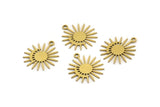 Brass Sun Charm, 24 Raw Brass Moon And Sun Charms With 1 Loop, Charm Pendants (17x16x0.60mm) A3196