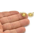 Brass Sun Charm, 24 Raw Brass Moon And Sun Charms With 1 Loop, Charm Pendants (17x16x0.60mm) A3196