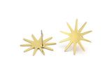 Brass Star Earring, 8 Raw Brass Star Shaped Stud Earrings (21x20x0.60mm) A3383