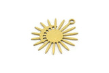 Brass Sun Charm, 12 Raw Brass Moon And Sun Charms With 1 Loop, Charm Pendants (22x20x0.60mm) A3197