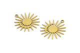 Brass Sun Charm, 12 Raw Brass Moon And Sun Charms With 1 Loop, Charm Pendants (22x20x0.60mm) A3197
