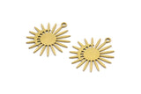 Brass Sun Charm, 12 Raw Brass Moon And Sun Charms With 1 Loop, Charm Pendants (22x20x0.60mm) A3197